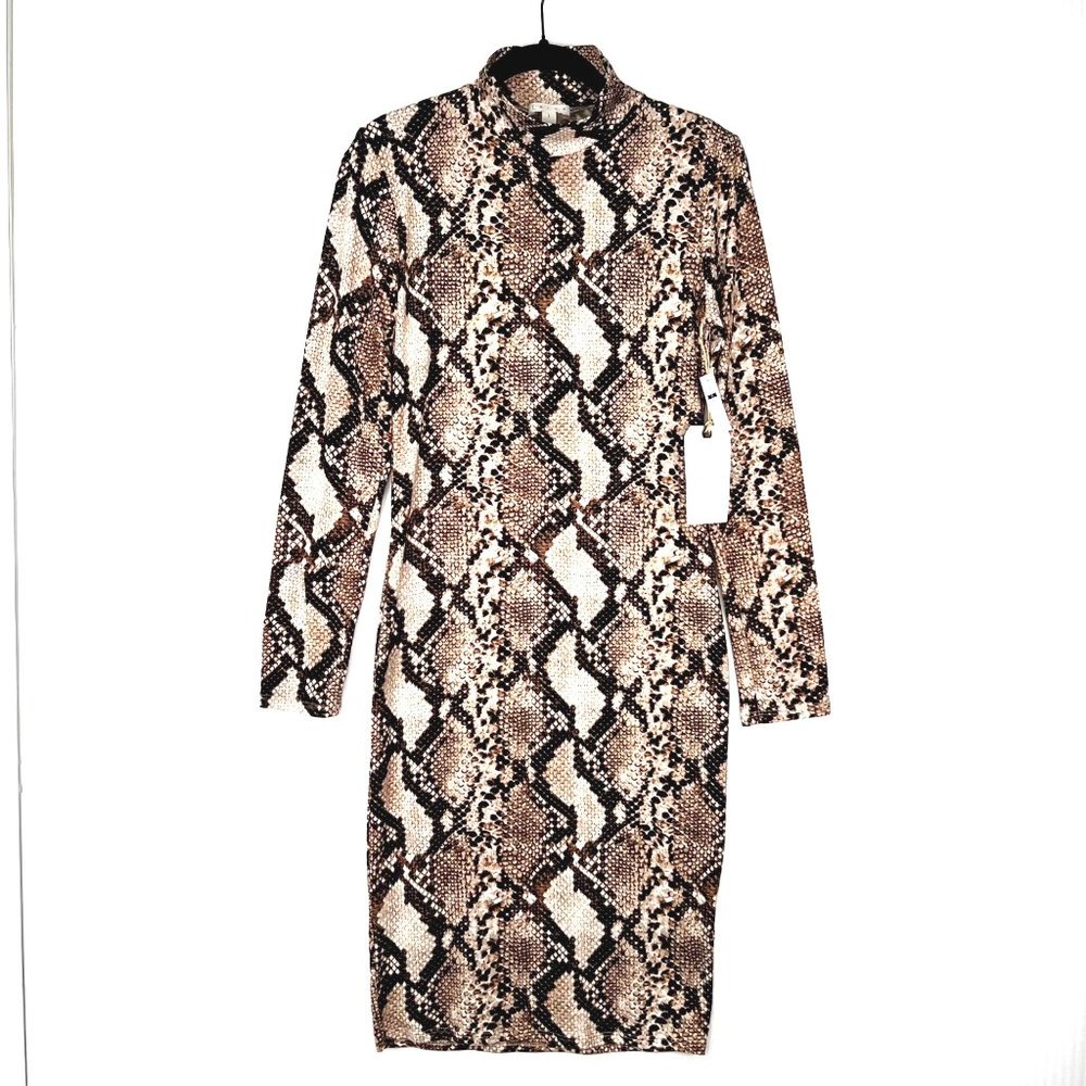 Leith Dress Women Small Stretch Snake Long Sleeve Bodycon Work Party Core Ne